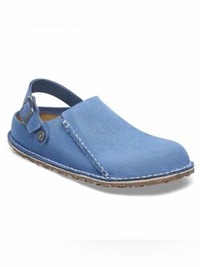 Birkenstock Lutry Premium Suede Clogs In Elemental Blue Size 39